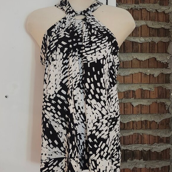 MIchael Kors Black White Halter Top Size L Large - Picture 1 of 5